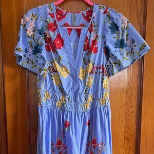 Anthropologie Somerset Maxi Dress in Blue Floral, Medium